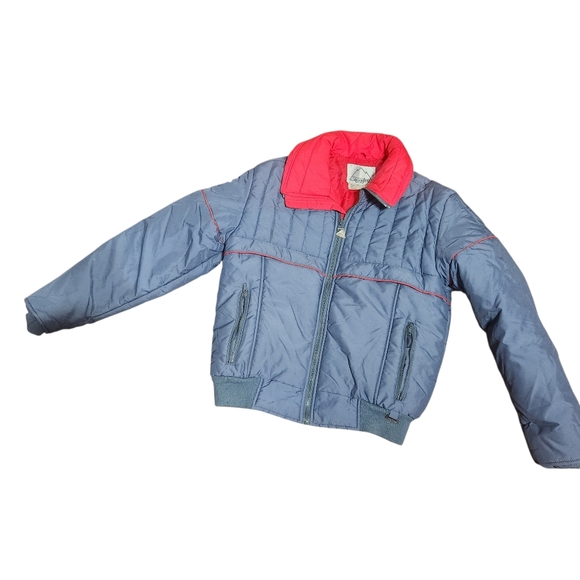 Vintage Snuggler Ski Jacket Puffer Mens Medium 40 Gray Red Quilted Zip Winter - Picture 4 of 13